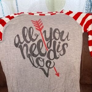 All you need is love quarter sleeve tshirt